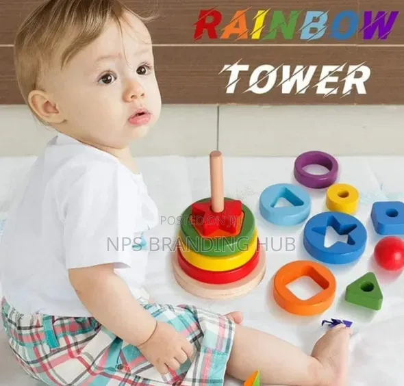 Wooden Rainbow Tower Double Stacked (Gle