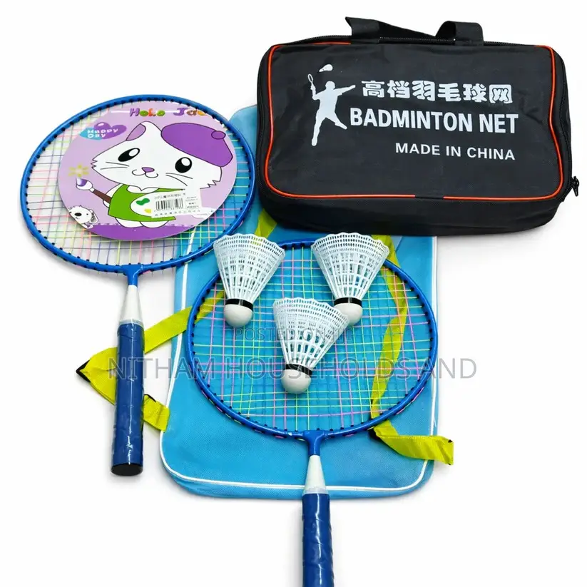 Junior Badminton Set With Net-2 Rackets and Bag for Kids Kit