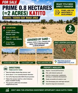 Prime 0.8 Hectares (≈2 Acres) For Sale – Katito / Kendu Bay Road Area