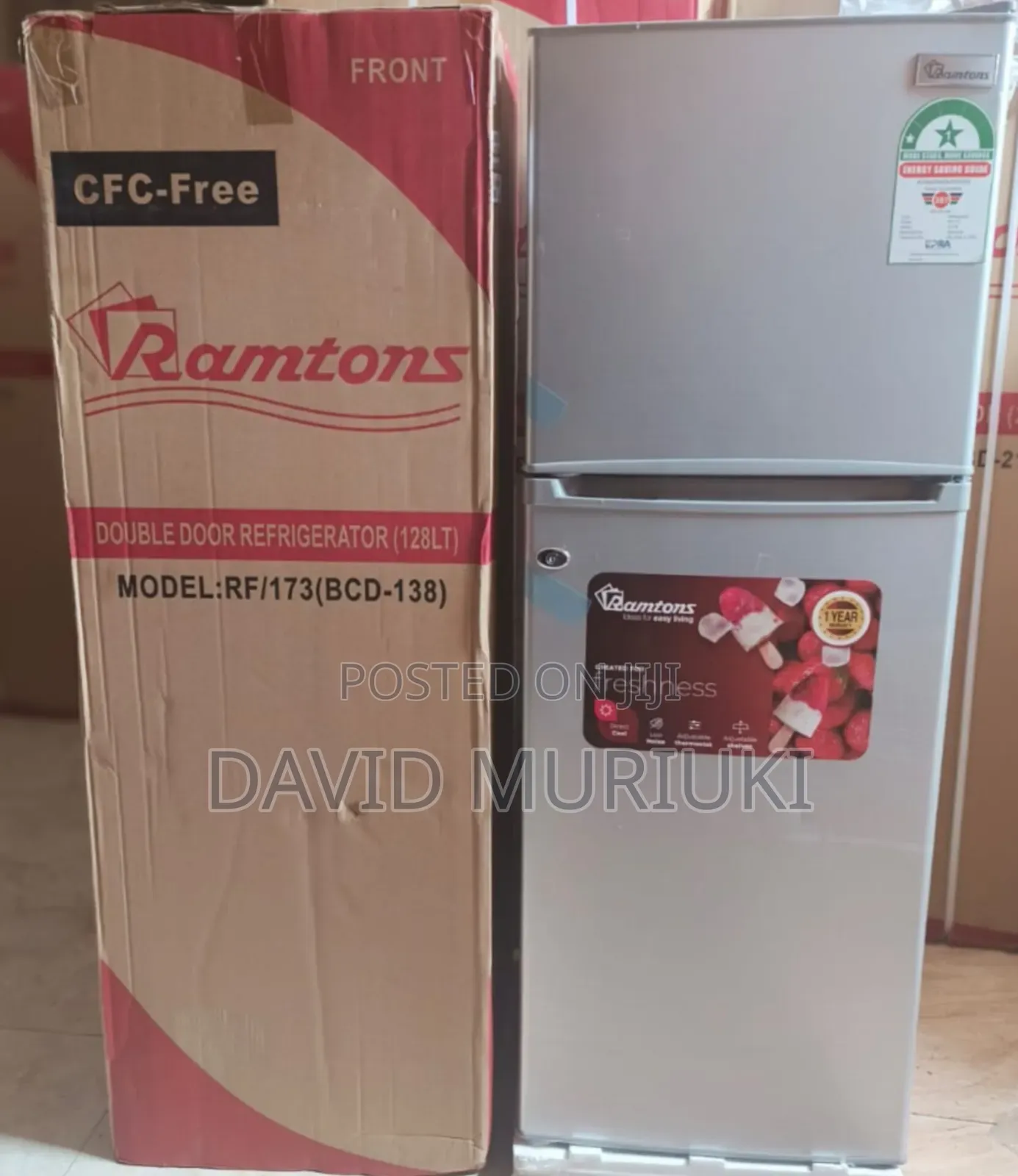 Ramtons , 2 Door Direct Cool Fridge, 128 Litres - Silver.