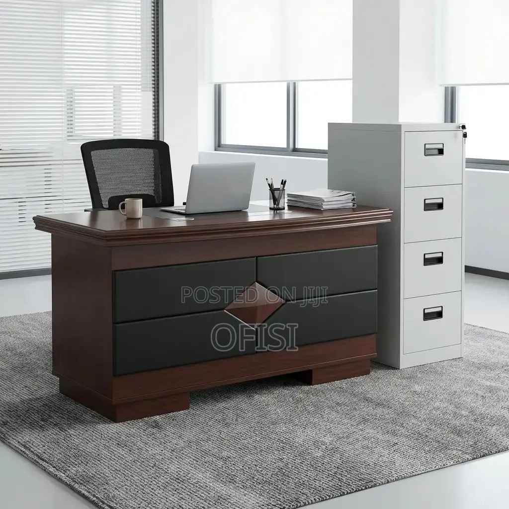 Office Desk; 1.2m Executive Office Desk With Storage Cupboard