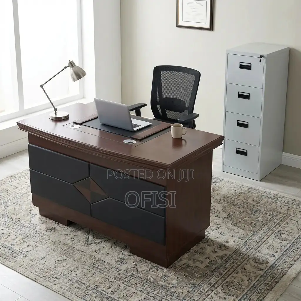Office Desk; 1.2m Executive Office Desk With Storage Cupboard