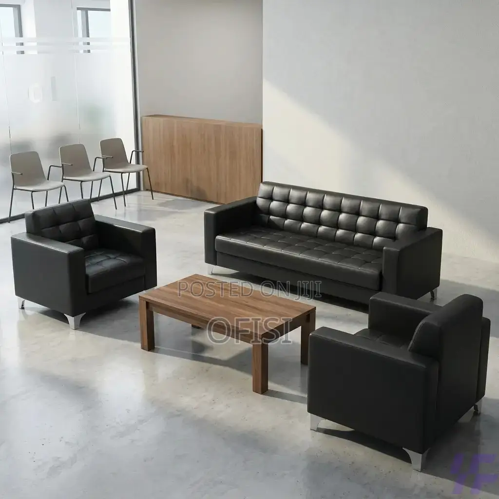 Office Sofa; 5 Seater Black Executive Sofa Set