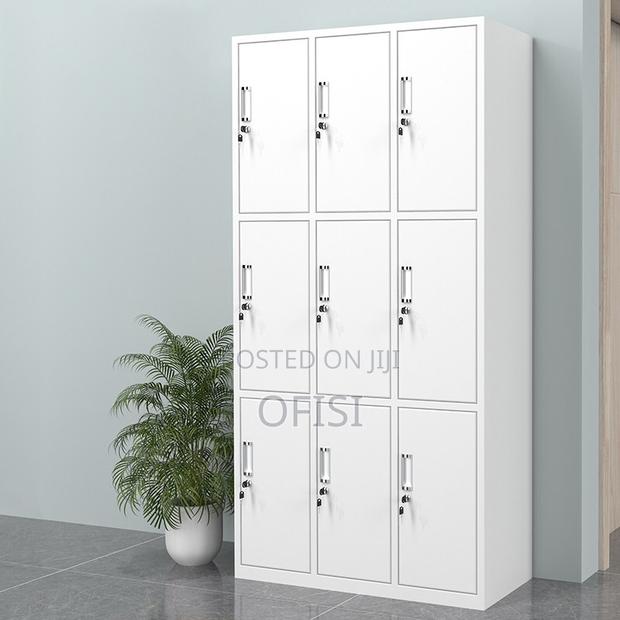 Office Cabinet; 9 Locker Metallic Gym Storage Cabinet - thumbnail 3