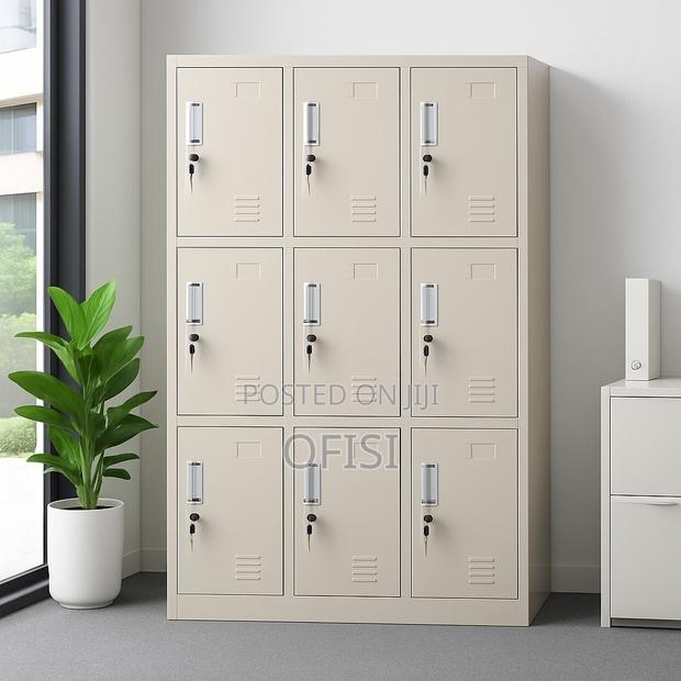 Office Cabinet; 9 Locker Metallic Gym Storage Cabinet - thumbnail 6