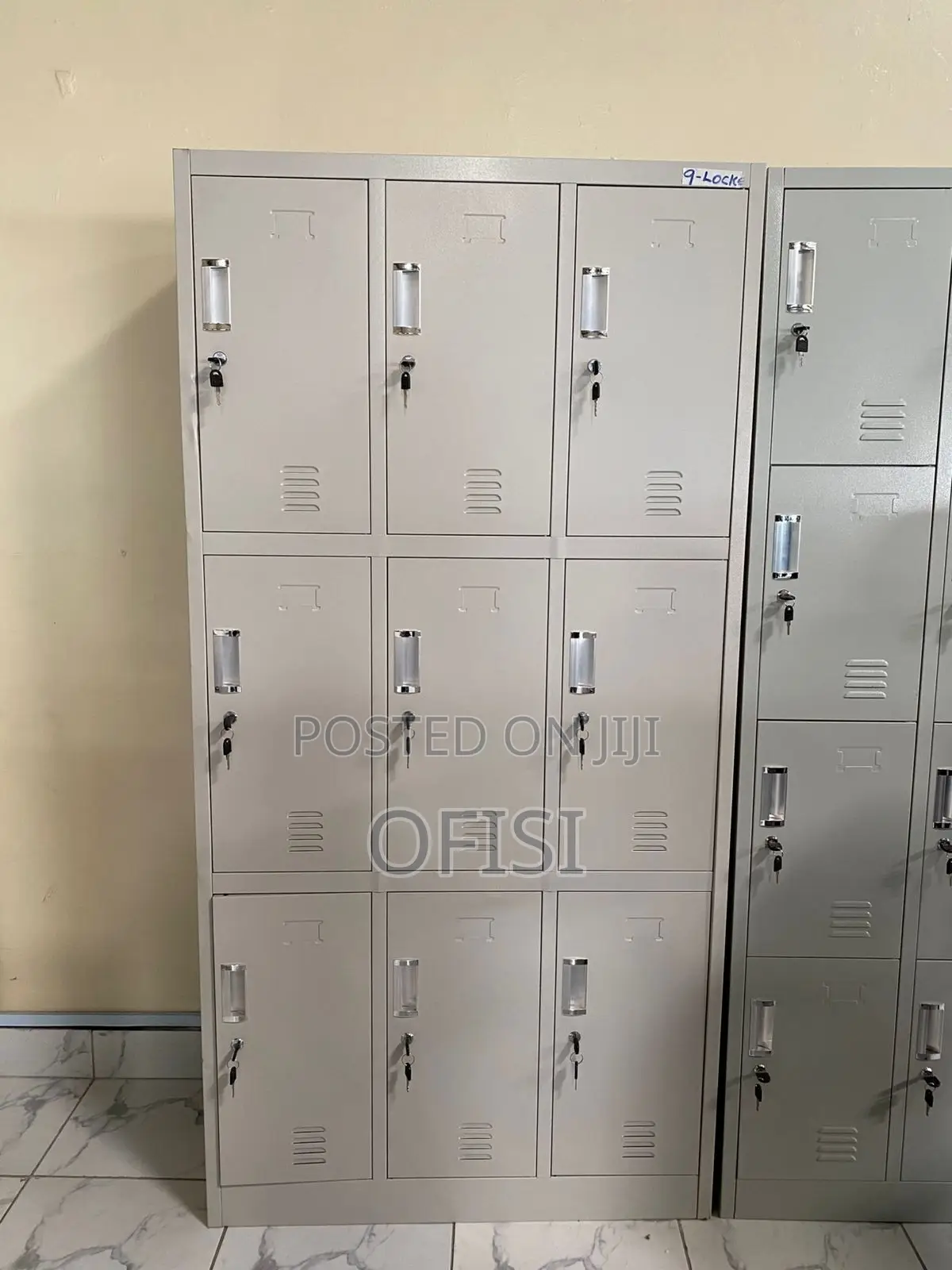 Office Cabinet; 9 Locker Metallic Gym Storage Cabinet