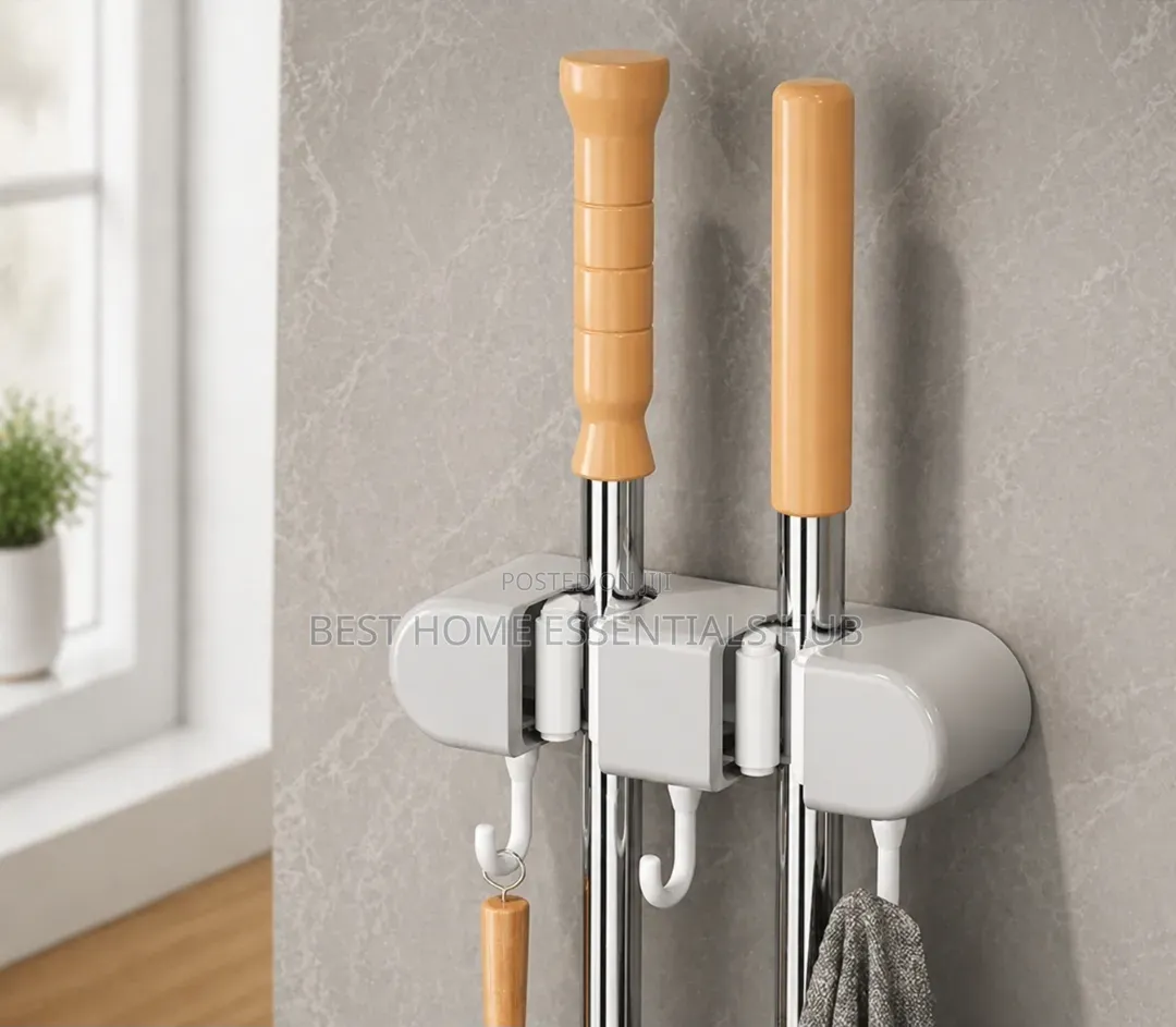 2in1 Non Slip Wall Mounted Mop Holder*