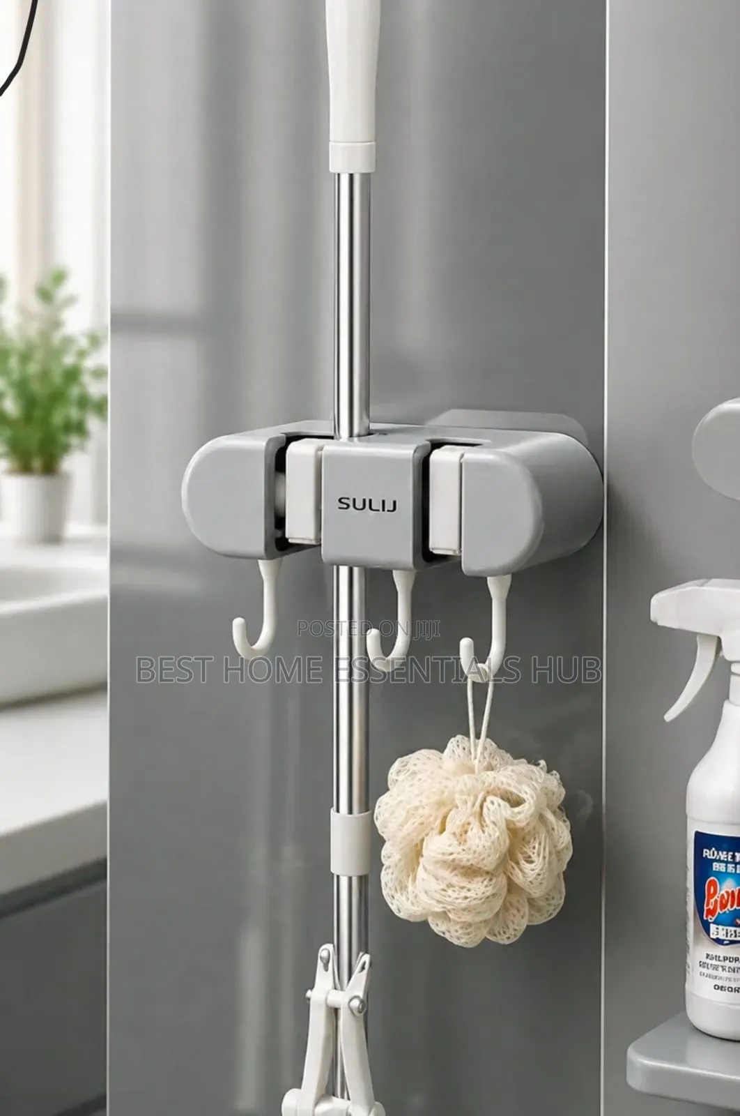 2in1 Non Slip Wall Mounted Mop Holder*