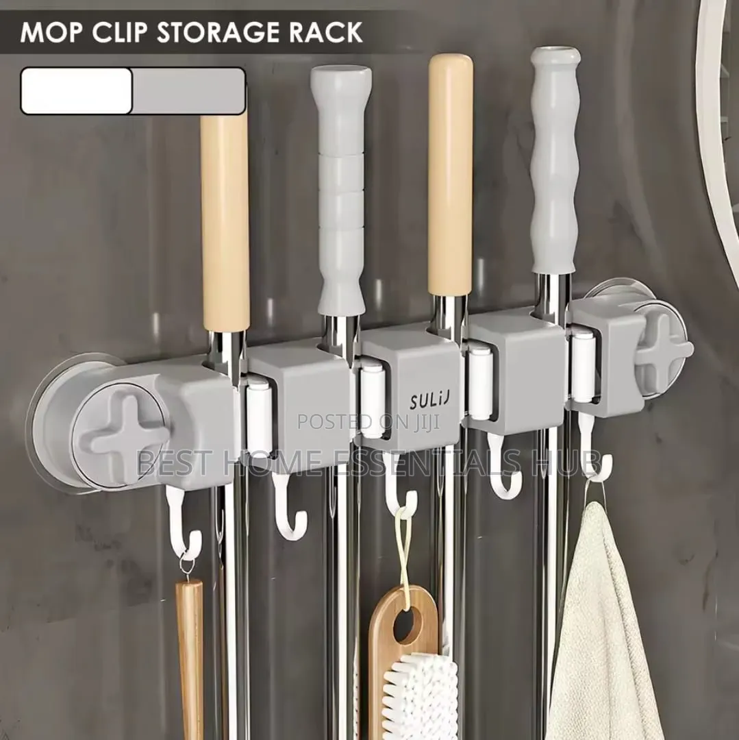 *Non Slip Wall Mounted Mop Holder*4racks
