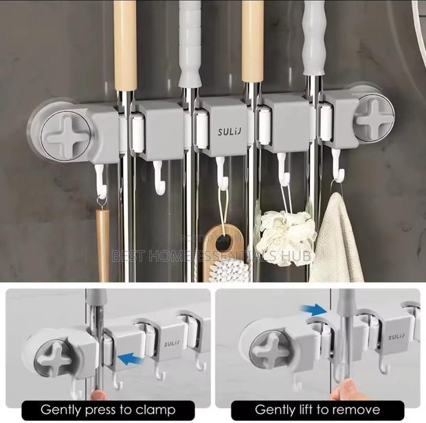 *Non Slip Wall Mounted Mop Holder*4racks - thumbnail 3