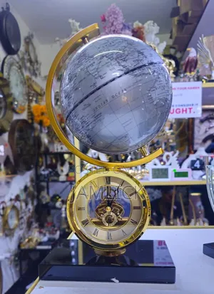 Atlasphere Table Clock With Marble Base Silver Globe – Gh