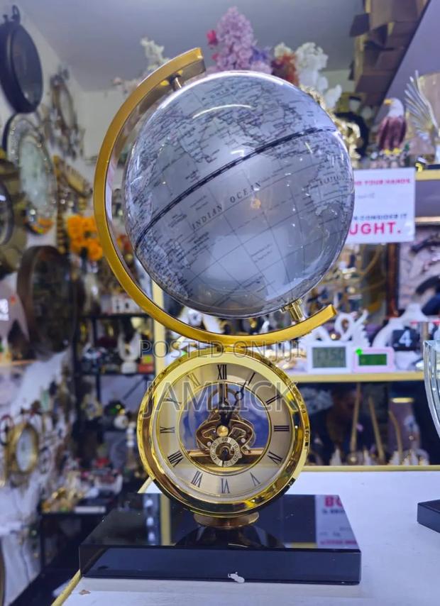 Atlasphere Table Clock With Marble Base Silver Globe – Gh - thumbnail 2