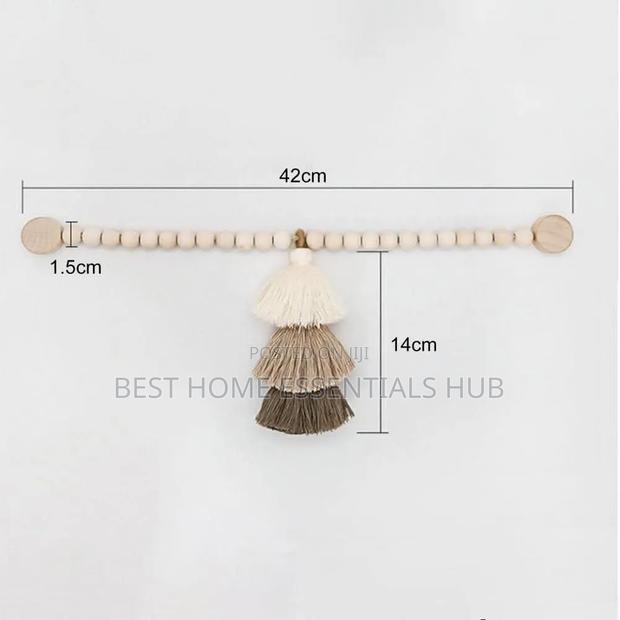 Magnetic 2pc Curtain Tie Backs With Wooden Beads and Tassel - thumbnail 3