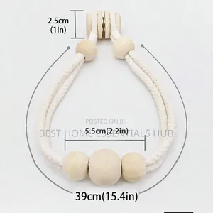 Magnetic 2pc Curtain Tie Backs With Wooden Beads
