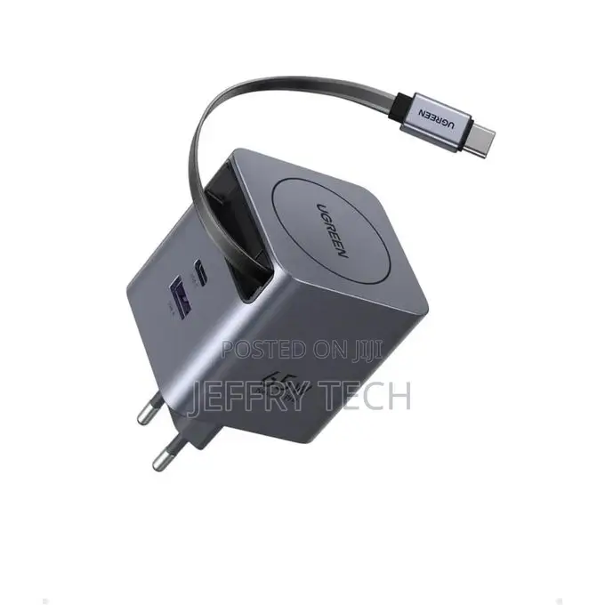 Ugreen Gan 65w Fast Charger Retractable Usb-C - Fast Charging for 3 De