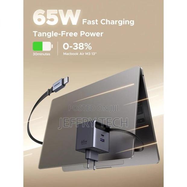 Ugreen Gan 65w Fast Charger Retractable Usb-C - Fast Charging for 3 De - thumbnail 3