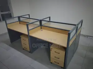 Brown Office Workstation Desk Set