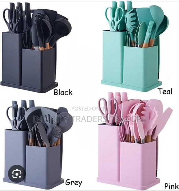 19pcs Heat Resistant Silicone Cooking Kitchen Spoon Set