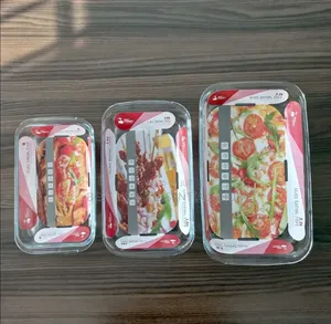 3pcs Red Cherry Glass Baking Tin- 3.0l, 2.2l, 1.0l
