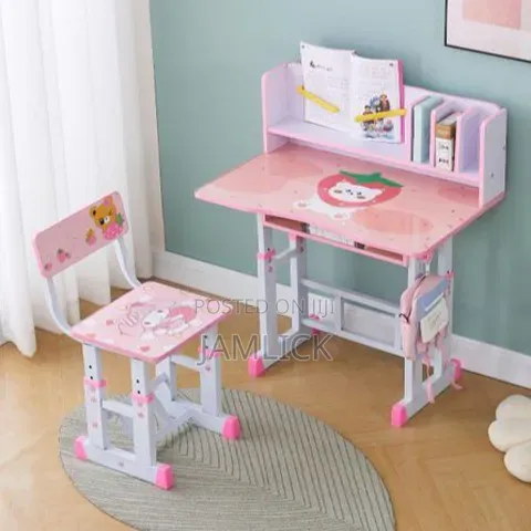 MDF Height Adjustable Kids Study Desk Chair Set - Gn