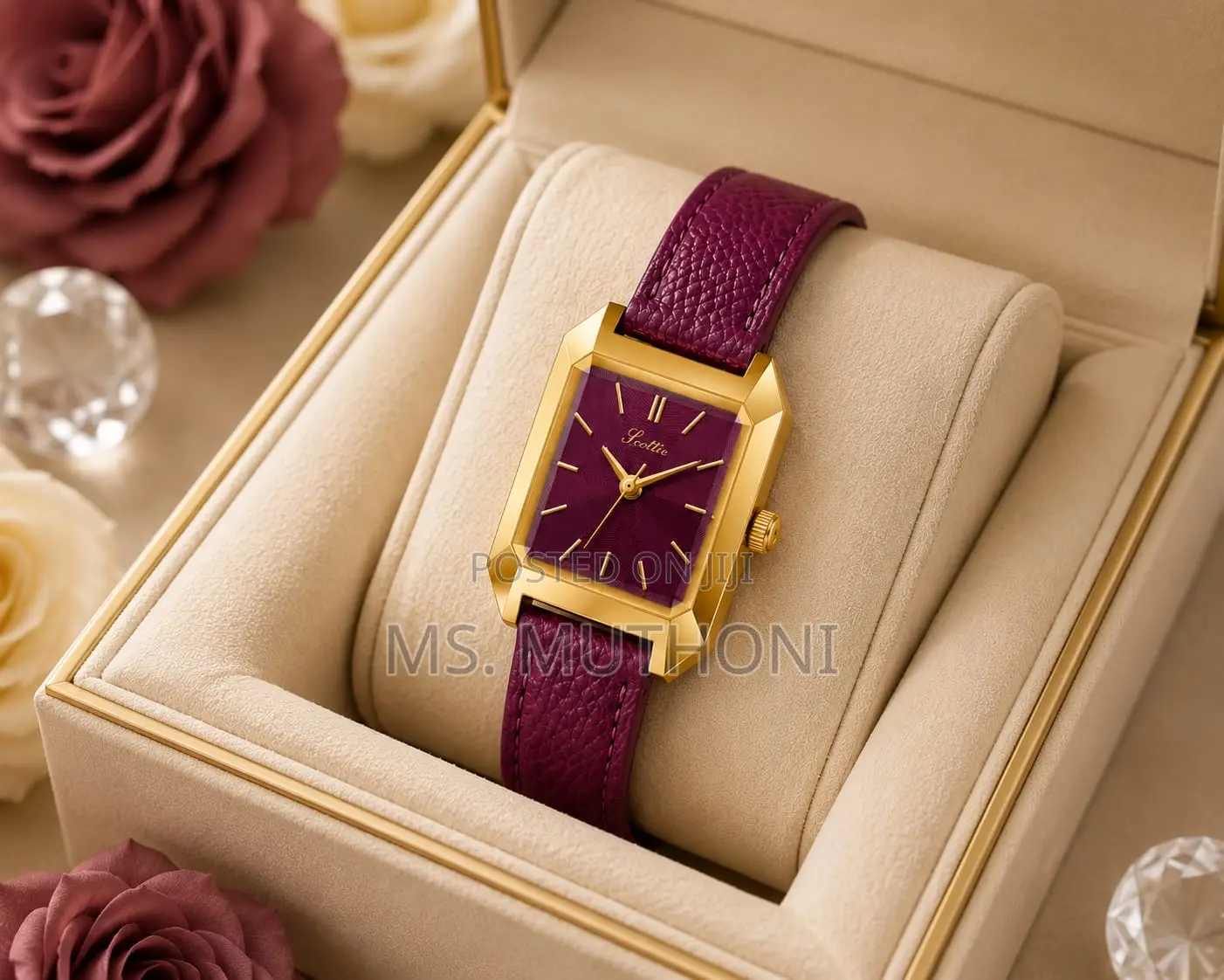 Quartz Genuine Leather Straps Scottie Ladies Watch *