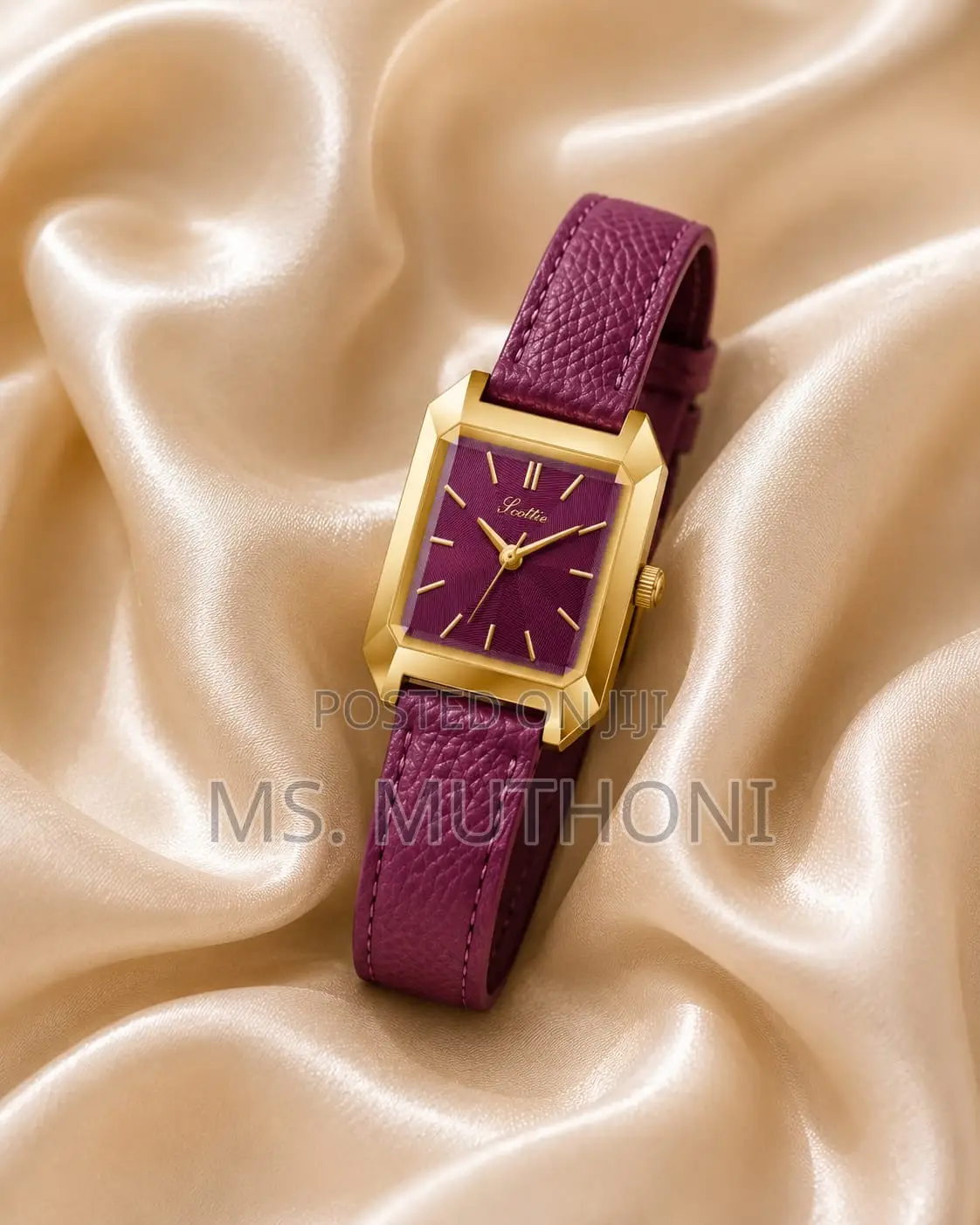 Quartz Genuine Leather Straps Scottie Ladies Watch *
