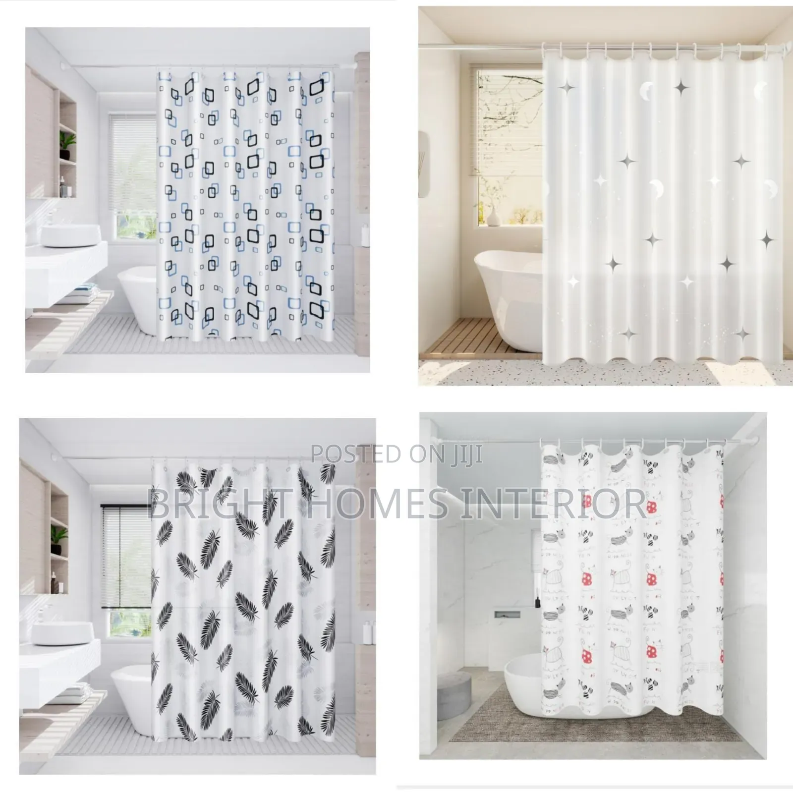White Designs Shower Curtains Available