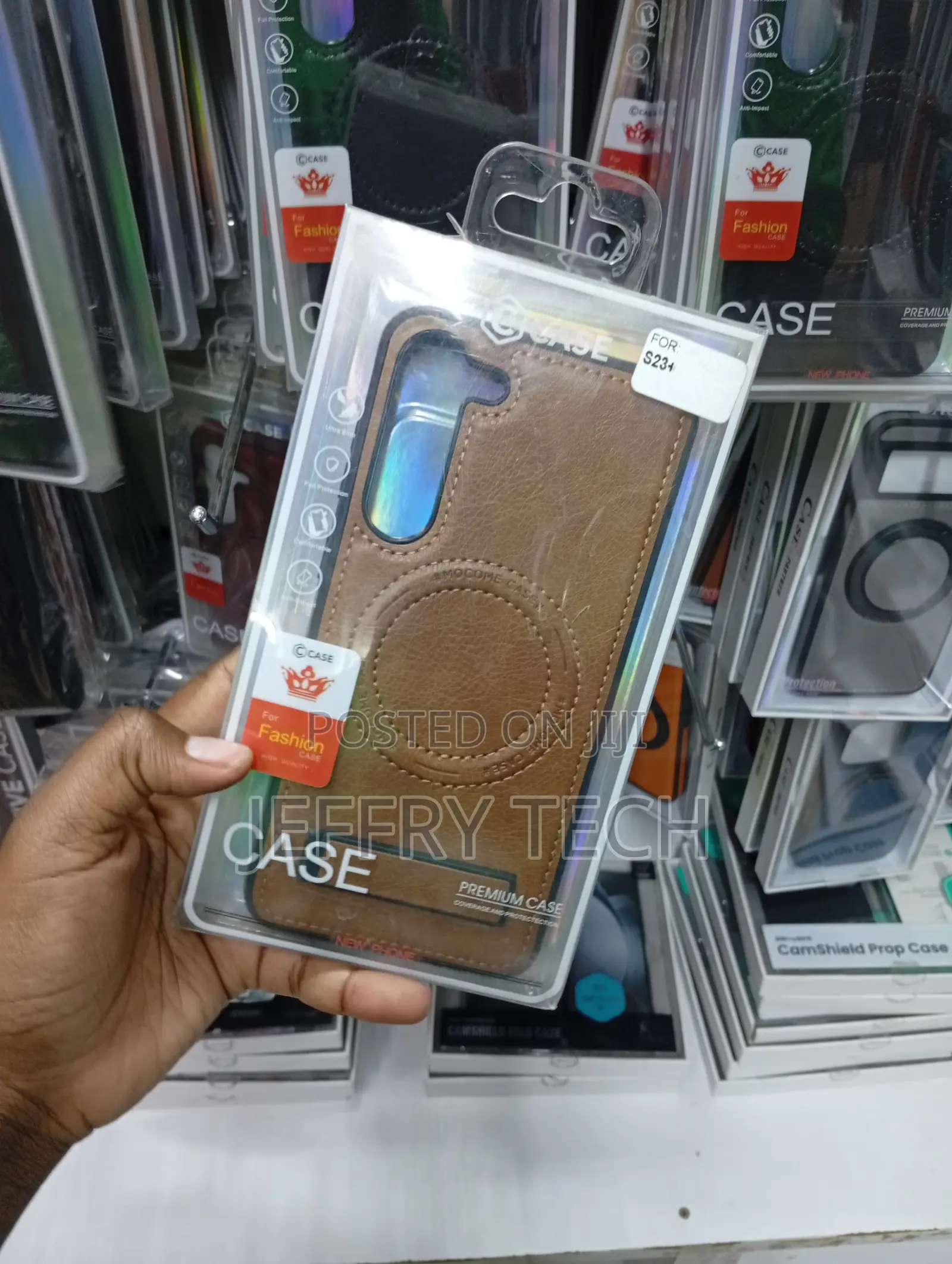 Samsung Galaxy S23 Plus Leather Invisible Stand Magsafe Brown Colour