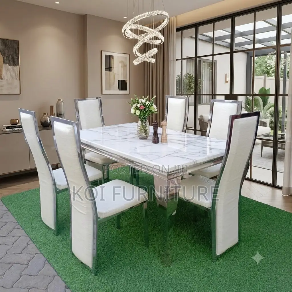 Dining Set; Six Seaters Marble Homes Dining Set