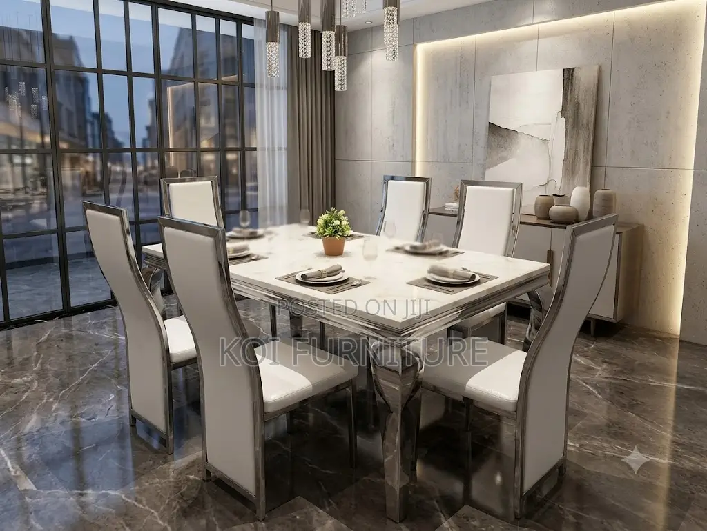 Dining Set; Six Seaters Marble Homes Dining Set