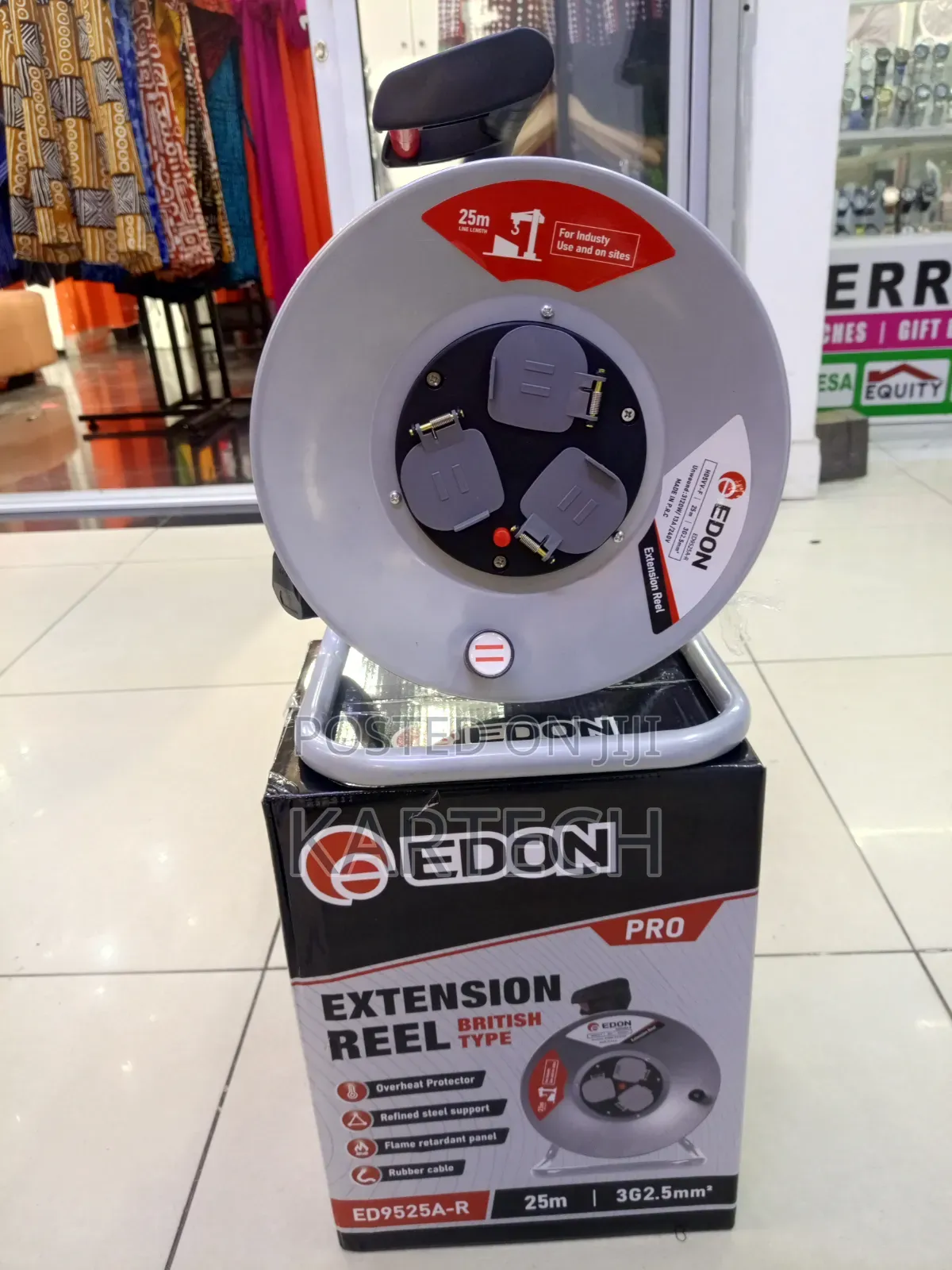 Edon Pro 25m 2.5mm Extension Reel British Type 3 Ports