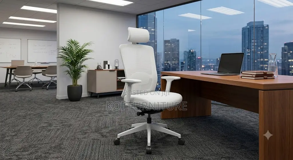 Office Chairs; White Orthopedic Fabric Reclining Office Chairs