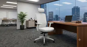 Office Chairs; White Orthopedic Fabric Reclining Office Chairs