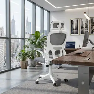 Office Chairs; White Orthopedic Fabric Reclining Office Chairs