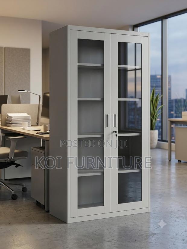 Office Cabinets; Filing Cabinet With Two Glass View Doors - thumbnail 2