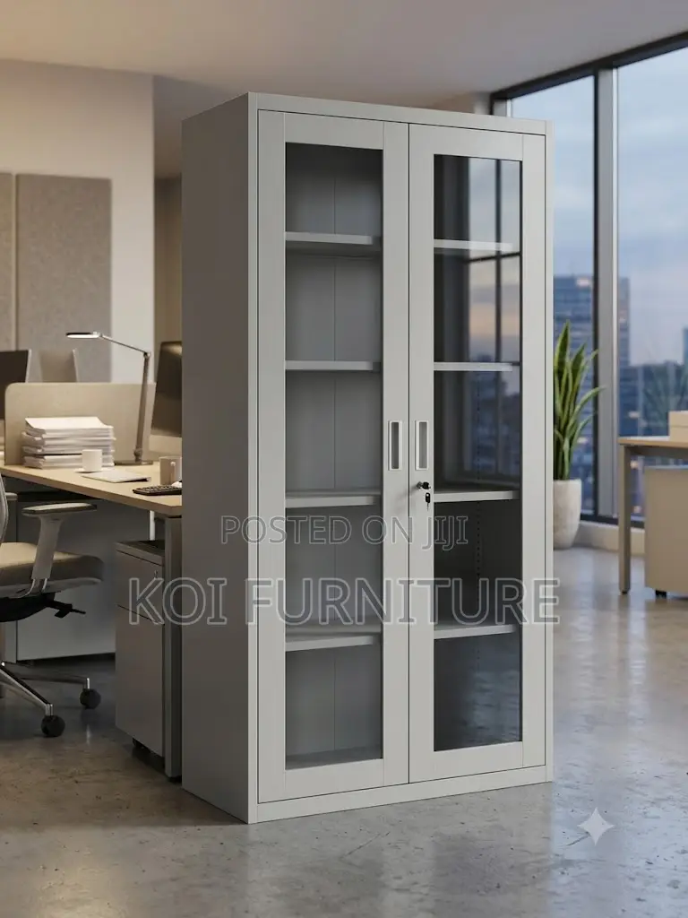 Office Cabinets; Filing Cabinet With Two Glass View Doors