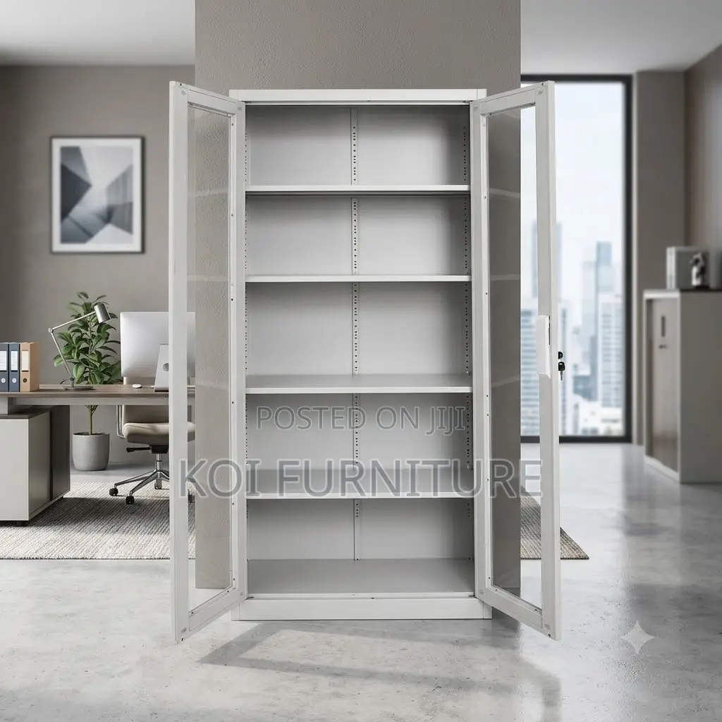 Office Cabinets; Filing Cabinet With Two Glass View Doors