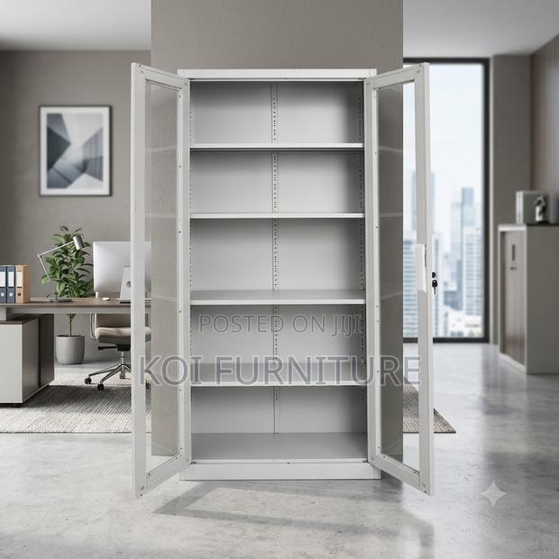 Office Cabinets; Filing Cabinet With Two Glass View Doors - thumbnail 3