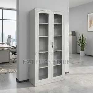 Office Cabinets; Filing Cabinet With Two Glass View Doors