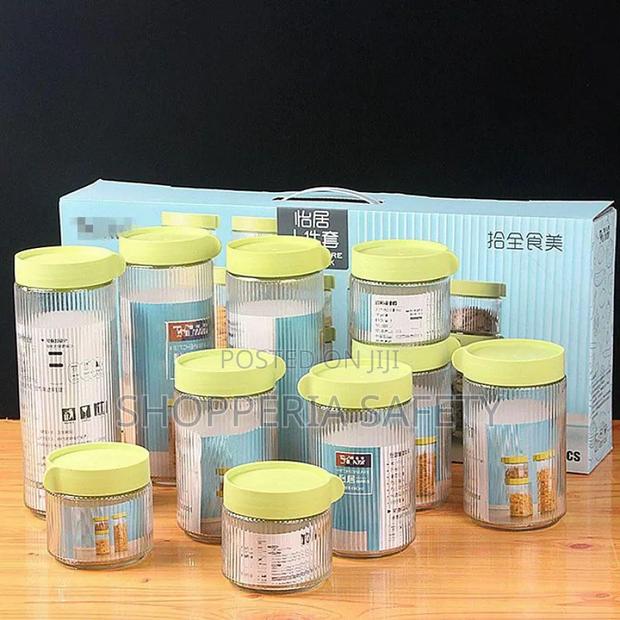 10pc Ribbed Glass Jar Storage Set - main view