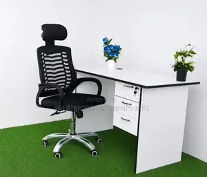 Combo 1.2 M Office Desk Adjustable Height Office Chair Black -