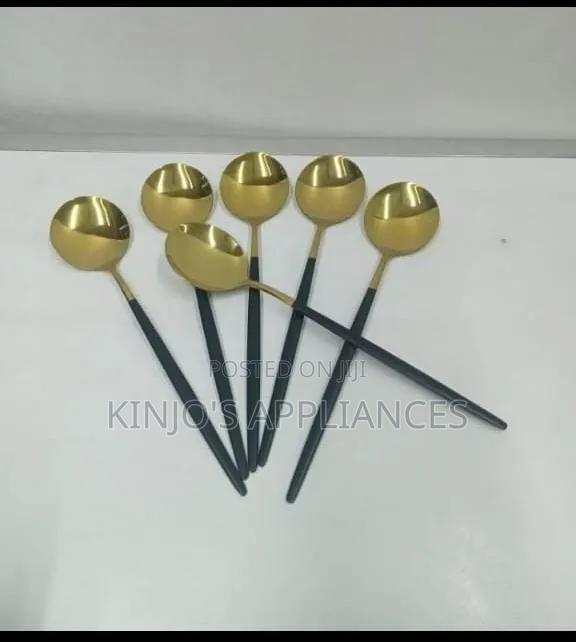 6pcs Gold Soup Spoons - main view