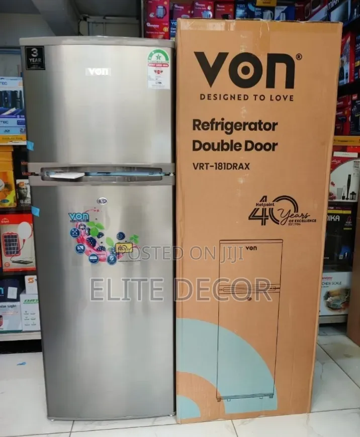 Von 181l Double Door Fridge – Direct Cool Inox | Energy Saving