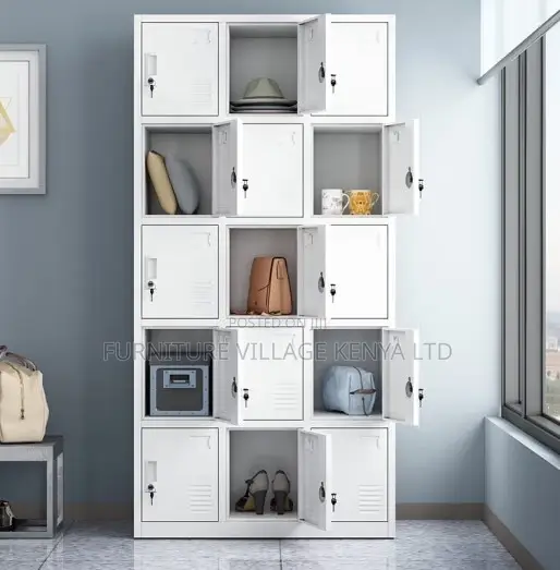 Modern 15-Locker Office Steel Cabinet