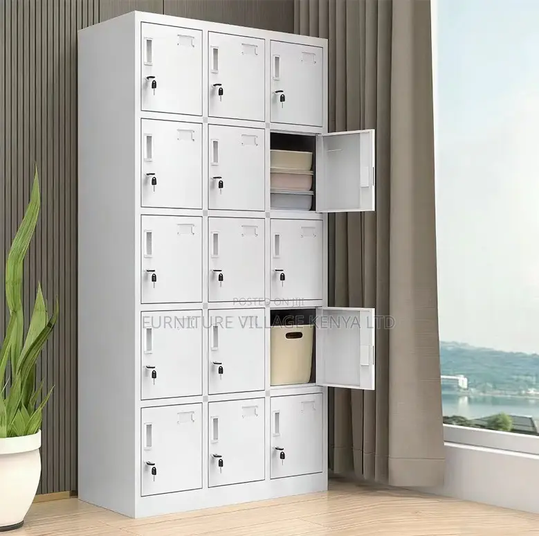 Modern 15-Locker Office Steel Cabinet