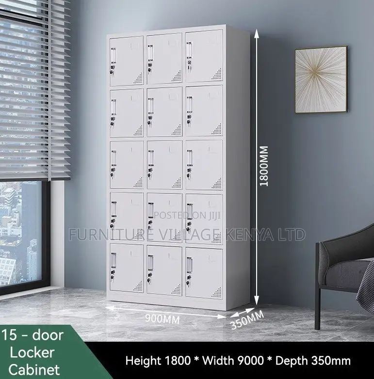Modern 15-Locker Office Steel Cabinet