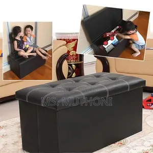 -Waterproof Base Faux Leather Folding Storage Ottoman