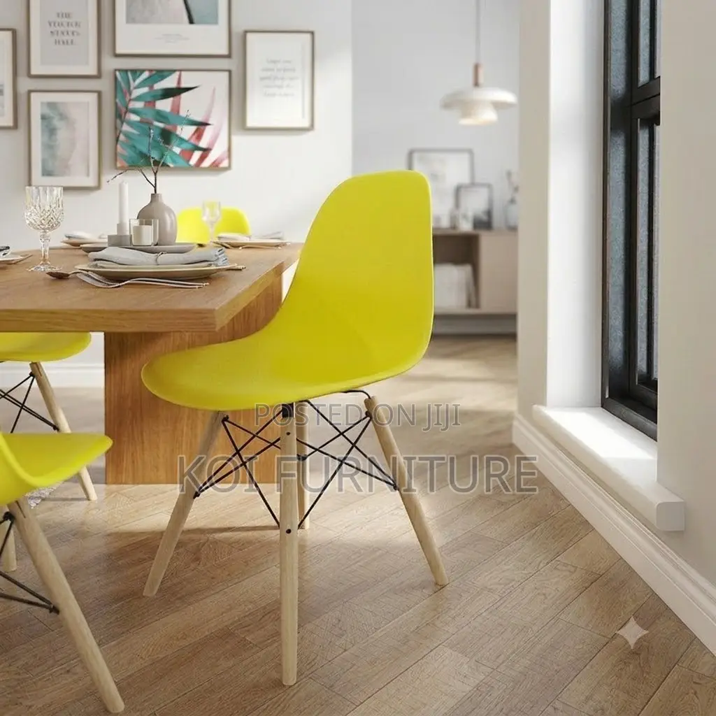Dining Chairs; New Modern Eames Chair With Wooden Sturdy Legs