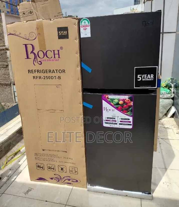 The Roch RFR-250dt-B (197l) Is a Double-Door No-Frost Refrigerator
