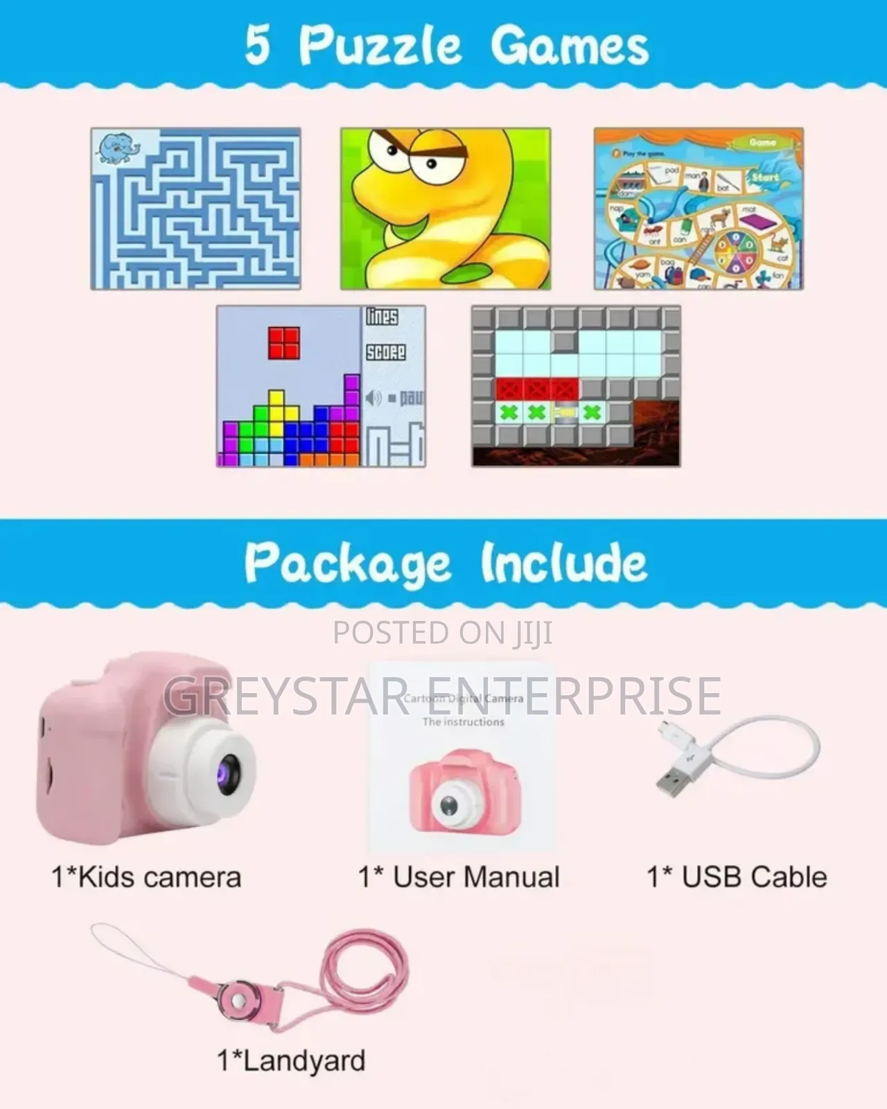 Baby Kids Camera Gift Blue and Pink With Games and Videos